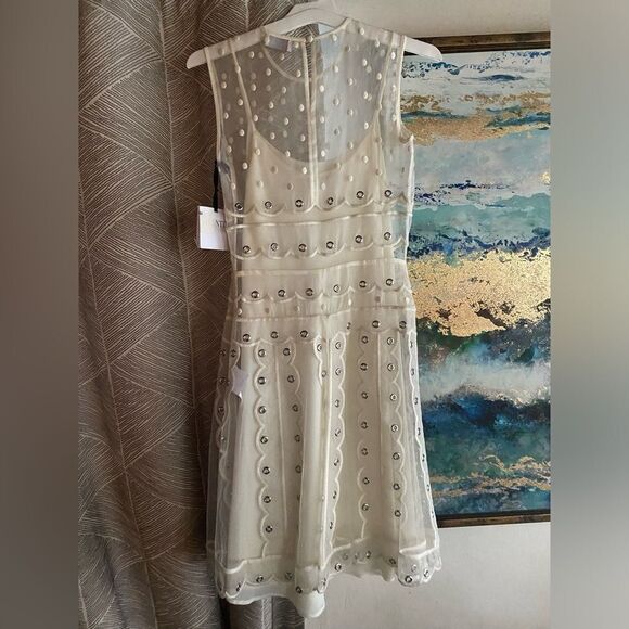 Red Valentino Ivory  tulle dress and silver studs size 38 US 4 - Picture 14 of 16
